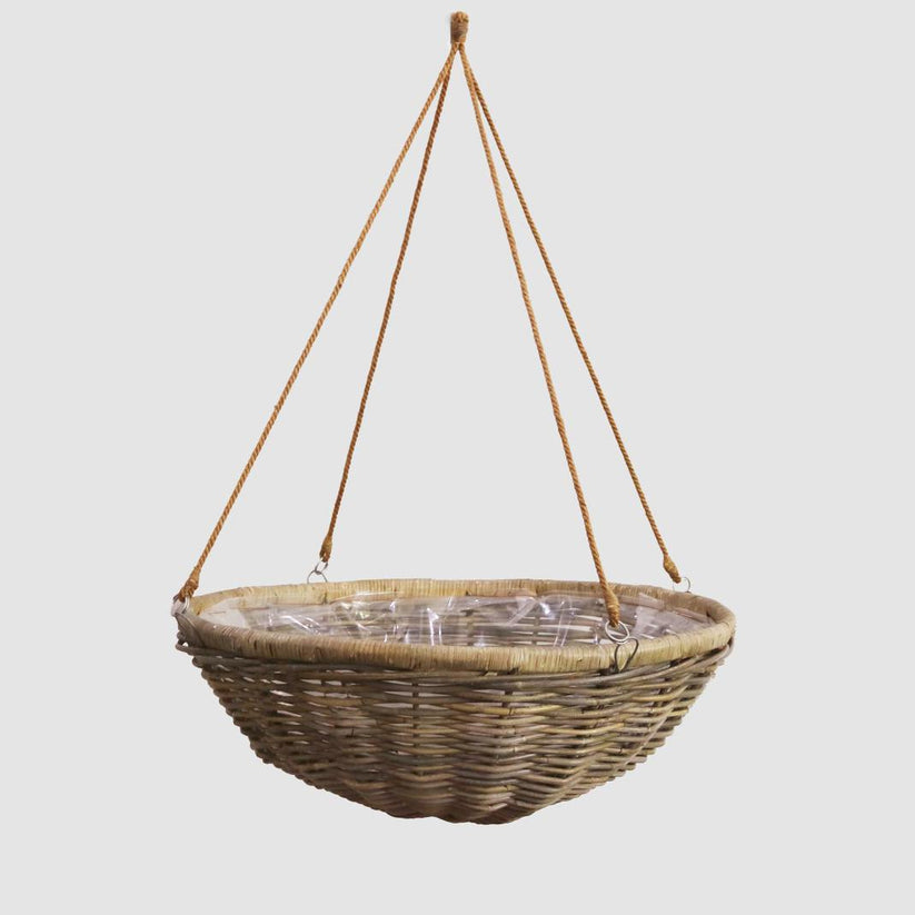 Woven rattan hanging basket planter large size for indoor garden display