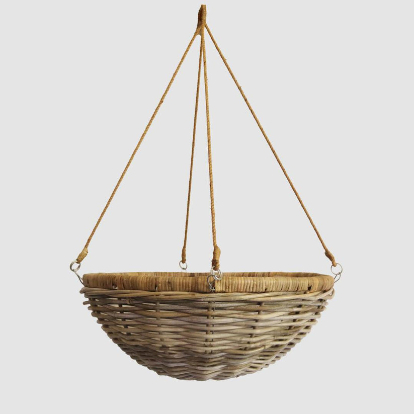 Hanging rattan planter basket medium size for conservatory and patio décor