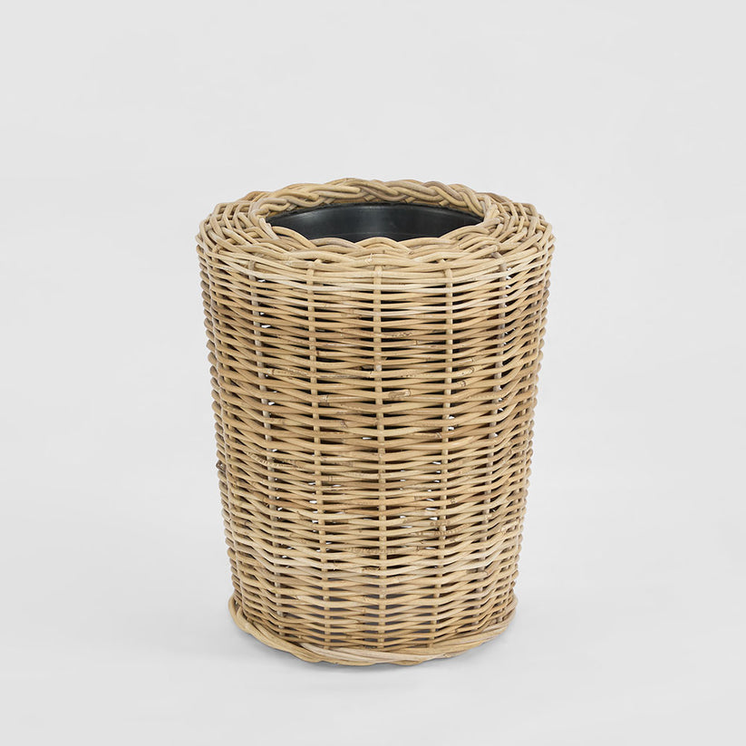 Compact rattan plant stand basket for living room and home décor styling