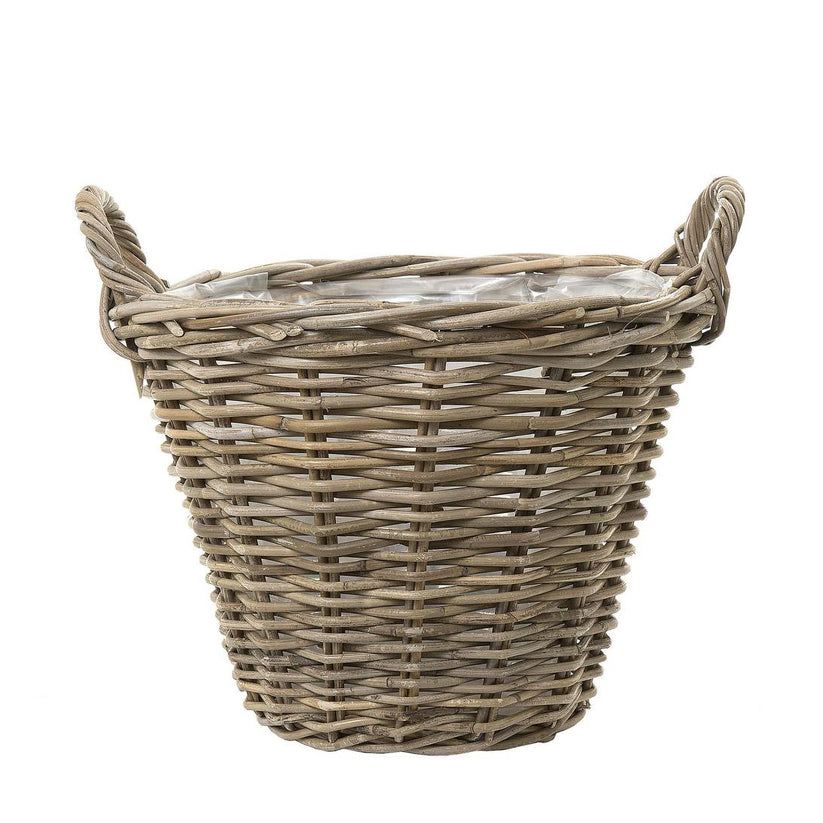 Lined rattan storage basket natural handwoven organiser basket for living room and bedroom
