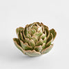 Italian inspired ceramic artichoke figurine with rich glazed finish tabletop accent