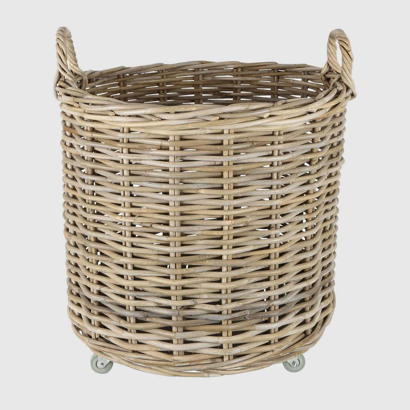 Large rattan Keto basket with handles for living room and entryway storage