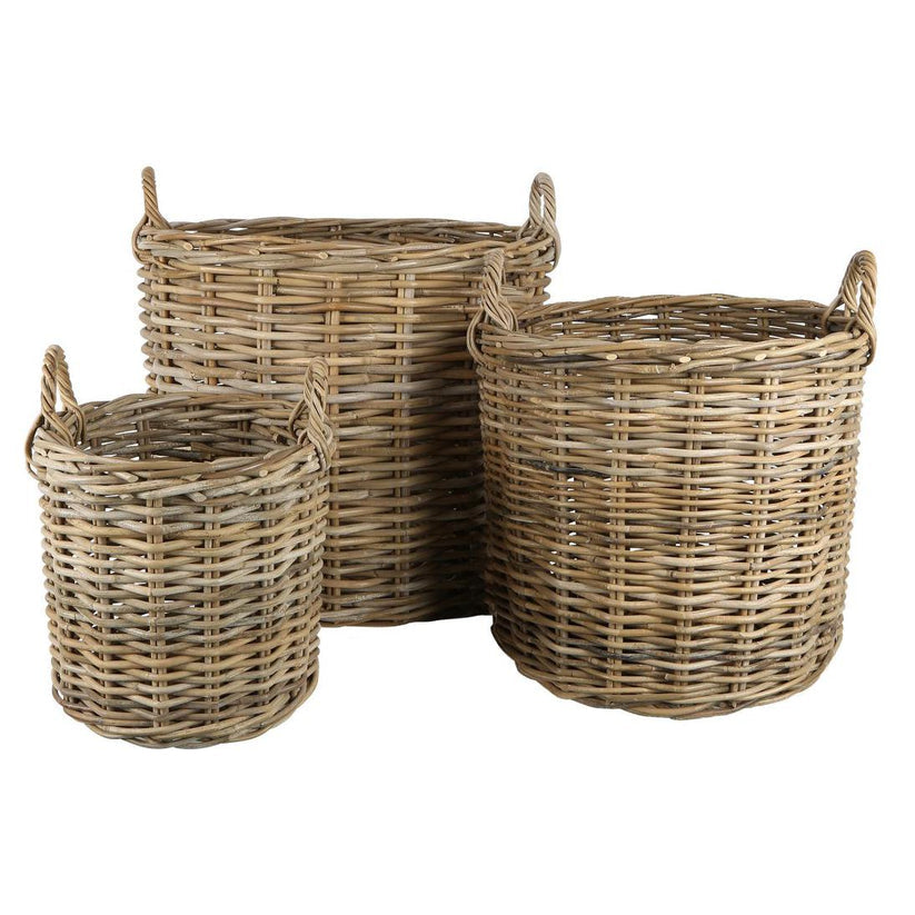 Andal round rattan storage basket with handles for home organisation and décor