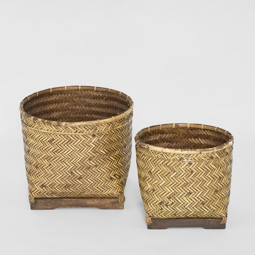 Lila woven rattan baskets set of 2 decorative home storage solution