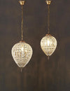 St Loren Small crystal chandelier pendant light with hand-cut beveled glass and antique brass finish in vintage French Versailles style for elegant interiors