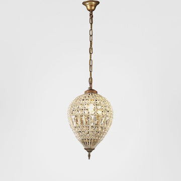 St Loren Medium crystal chandelier pendant light with hand-cut beveled glass and antique brass finish in vintage French Versailles style for elegant interior spaces