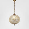 Palermo Small round crystal chandelier pendant light with brass frame and carved glass tiles in vintage French Versailles style for compact elegant interiors