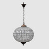 Palermo Large round crystal chandelier pendant light with brass frame and carved glass tiles in vintage French Versailles style for grand luxury interiors