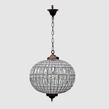 Palermo Large round crystal chandelier pendant light with brass frame and carved glass tiles in vintage French Versailles style for grand luxury interiors