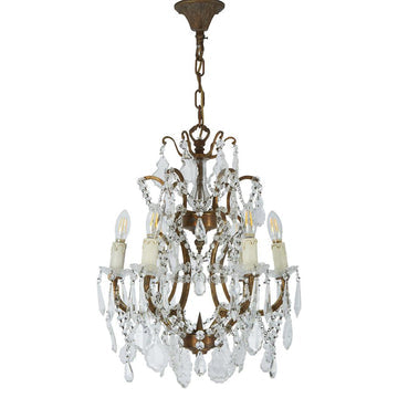 Chantilly chandelier with brass frame, crystal detailing, and French-inspired Baroque design for elegant living and dining spaces