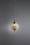 Palermo round crystal chandelier pendant light with brass frame and carved glass tiles in vintage French Versailles style for elegant dining and living rooms