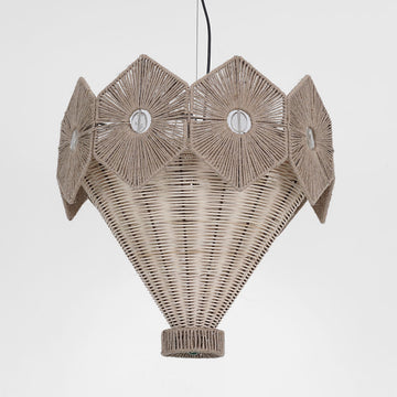 Coastal style rattan chandelier with soft woven texture for living and dining rooms