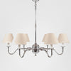 Prescot 6-arm antique silver chandelier with solid brass frame and adjustable height for classic dining rooms and elegant interiors
