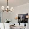 Classic Prescot chandelier in dark bronze finish with 6 arms and adjustable height for traditional home interiors