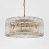 Alpine chandelier with clear glass loops and brass-finished iron frame creating an elegant statement light for dining rooms and luxury interiors