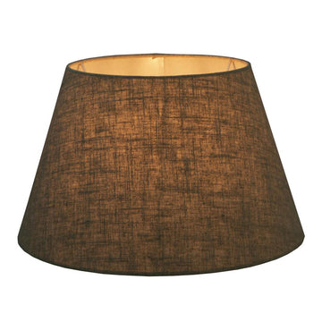 Elegant dark natural fabric lamp shade with tapered silhouette