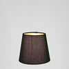 Small black fabric lamp shade in tapered shape for bedside lighting