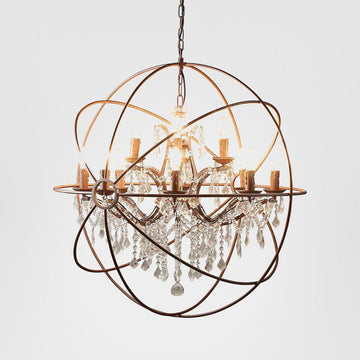 Luxury spherical chandelier with glass teardrop detailing for modern home décor and ambient lighting