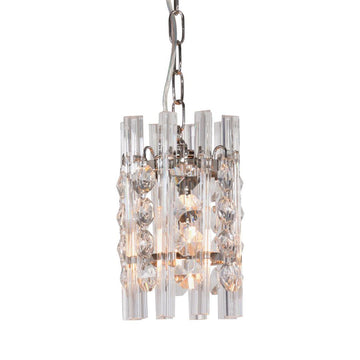 Statement nickel chandelier with crystal-look detailing for dining rooms, foyers, and living spaces
