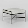 Sheffield outdoor ottoman with white removable cushion powder coated iron frame and weather resistant fabric for modern patio seating