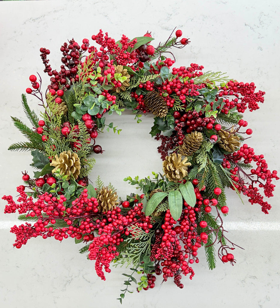 Deluxe Gold Berry Wreath 60cm
