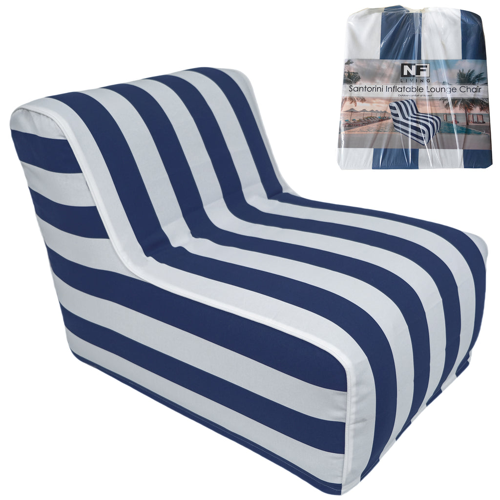 Outdoor Inflatable Seat Navy & White Stripe