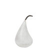 Artisan hand carved marble pear sculpture white decorative accent for coffee table and shelf
