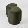 Ridge Bench Ottoman Olive with soft velvet upholstery and modern S-shaped design for lounge and breakout spaces