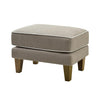 Natural fabric Bondi ottoman with white piping detail and timber legs for Hamptons style interior design