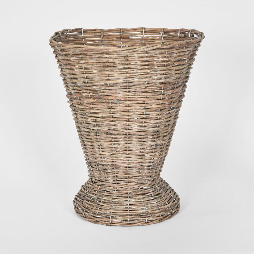 Willow flower vase with glass liner for floral arrangements and table styling
