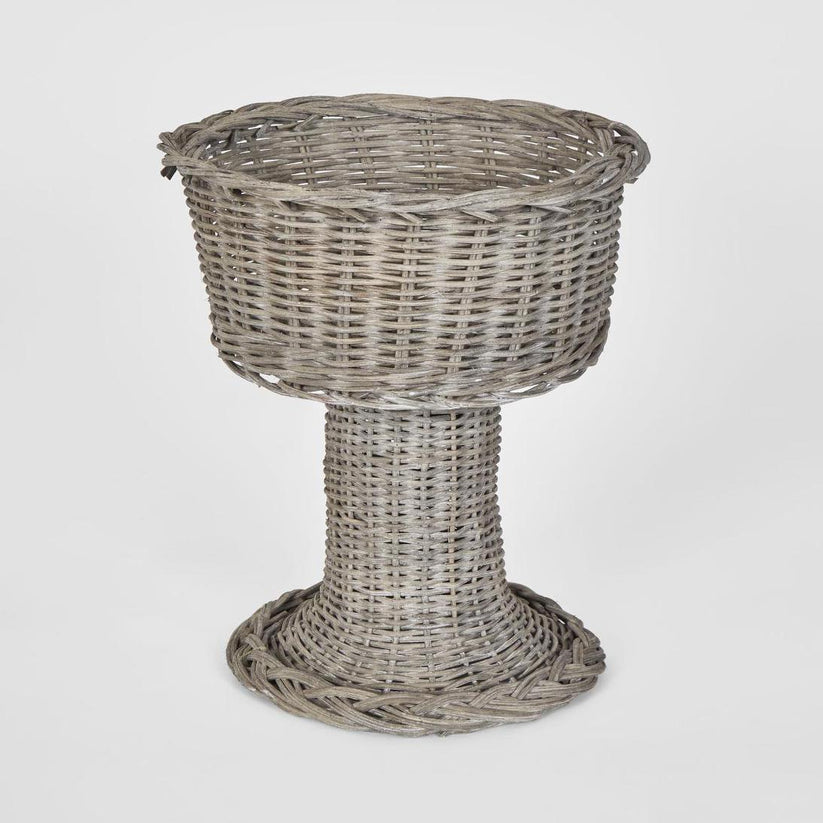 Rattan basket on stand decorative storage basket for home décor and organisation