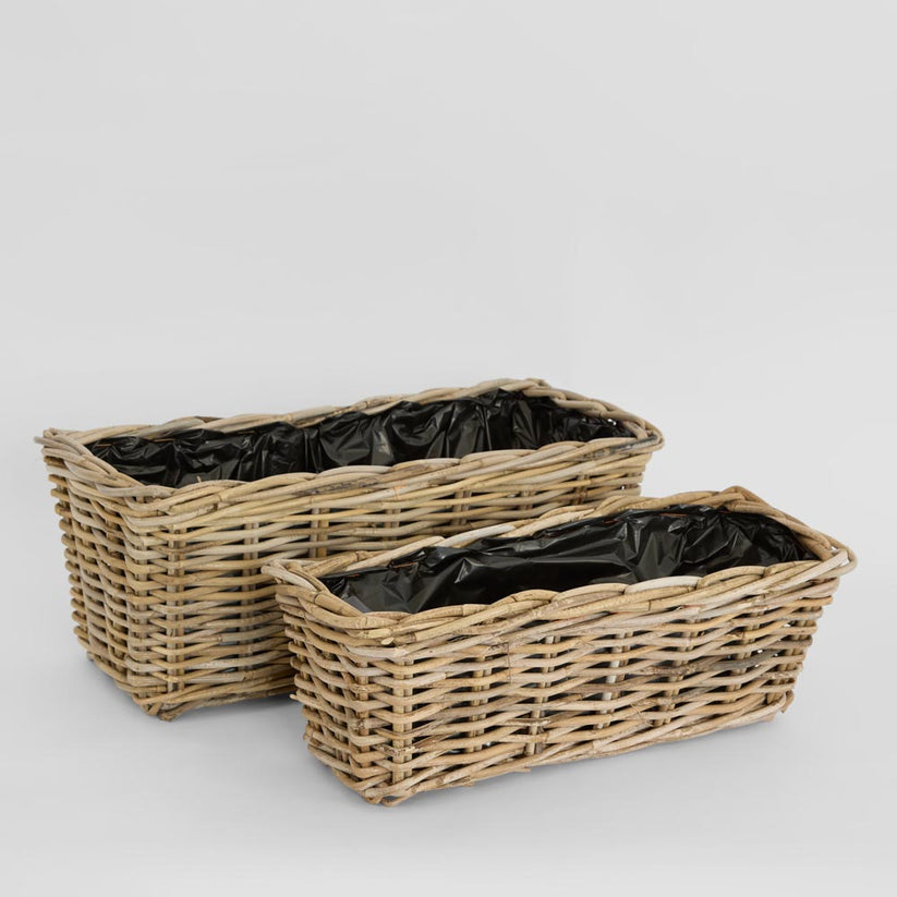 Set of 2 Luna rectangular storage baskets for laundry toys and household storage