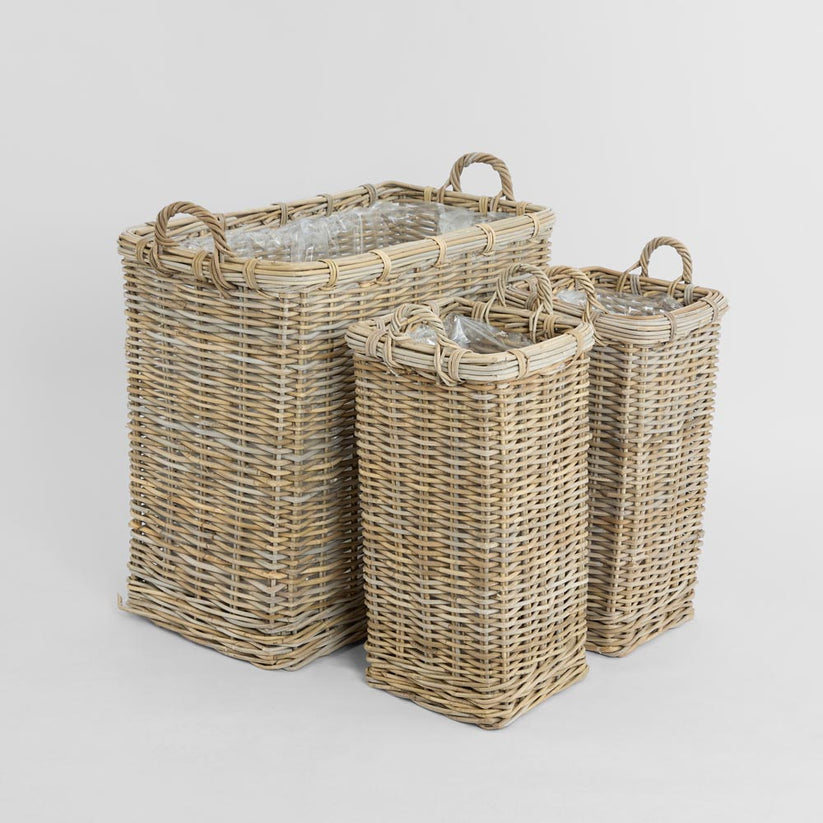 Luna tall basket set decorative storage baskets for laundry and home use