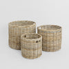 Set of 3 round Luna storage baskets for laundry and linen storage