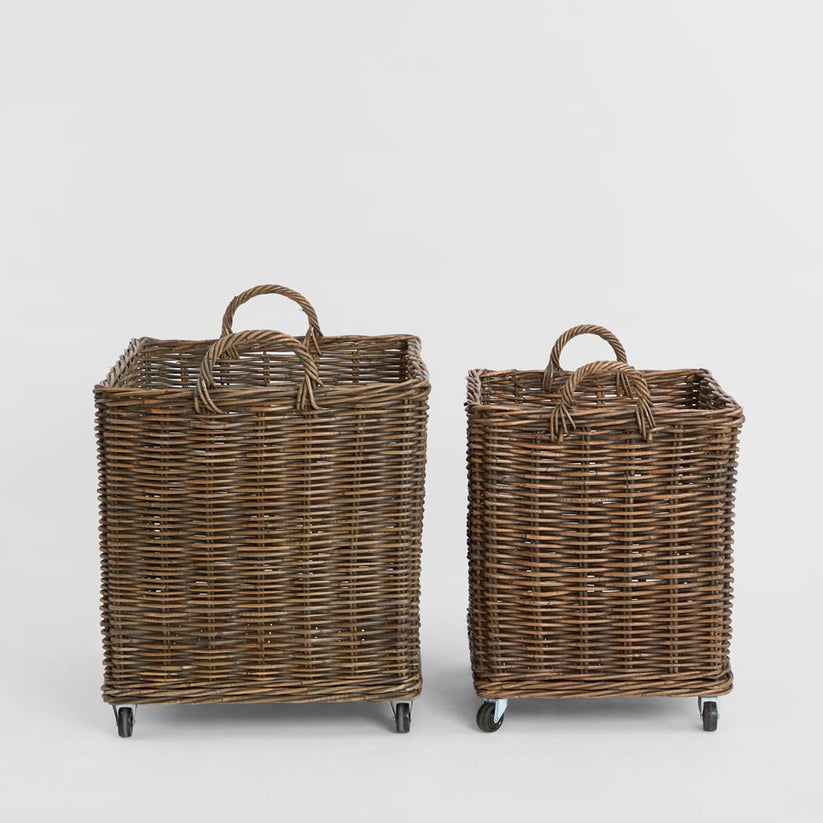Decorative Luna rolling baskets set of 2 for home storage and organisation