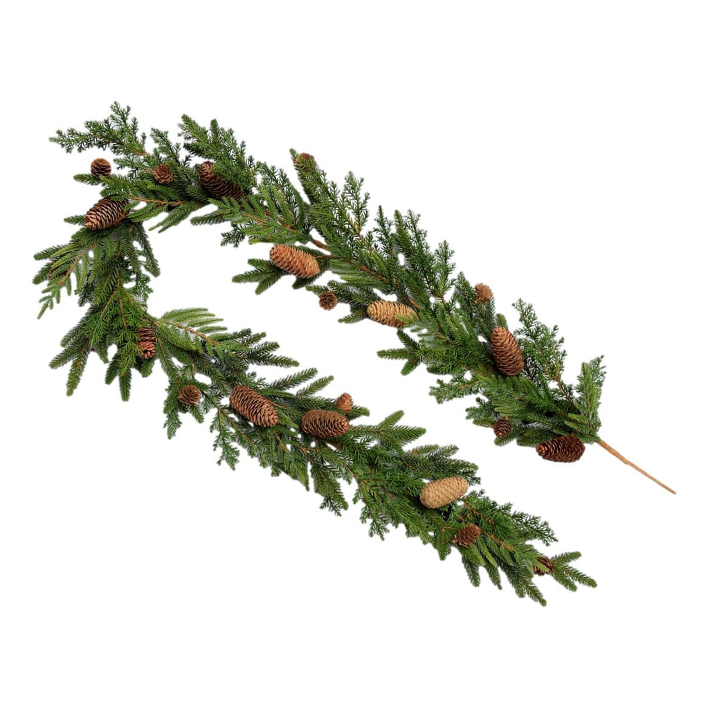 Mixed Foliage Garland with Natural Pinecones 180cm