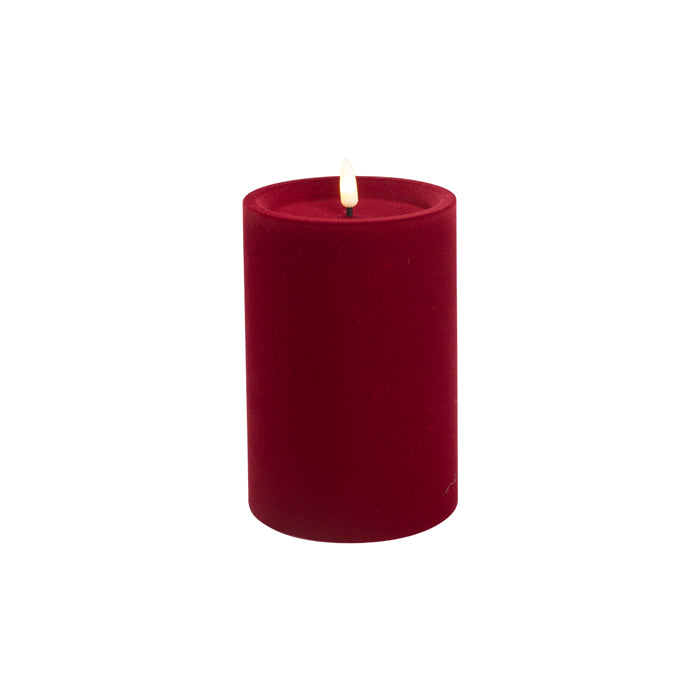 Red Luxe Velvet LED Candle Medium