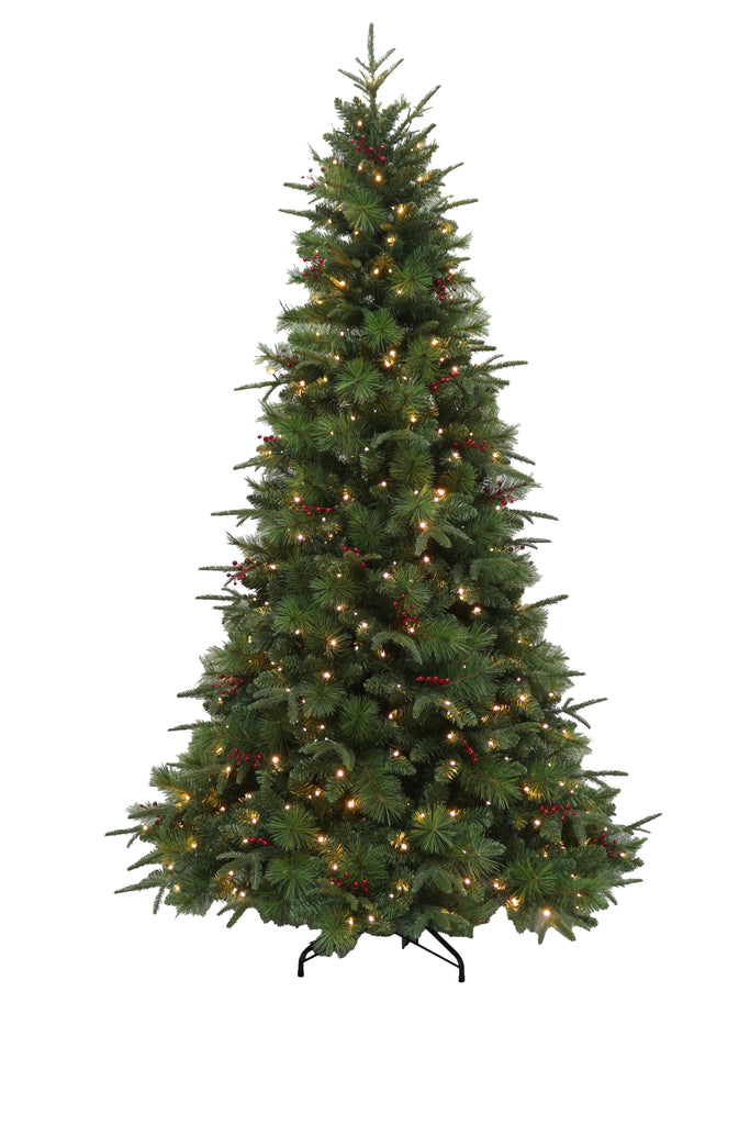 Prelit Slender Pine Tree with Berries 210cm