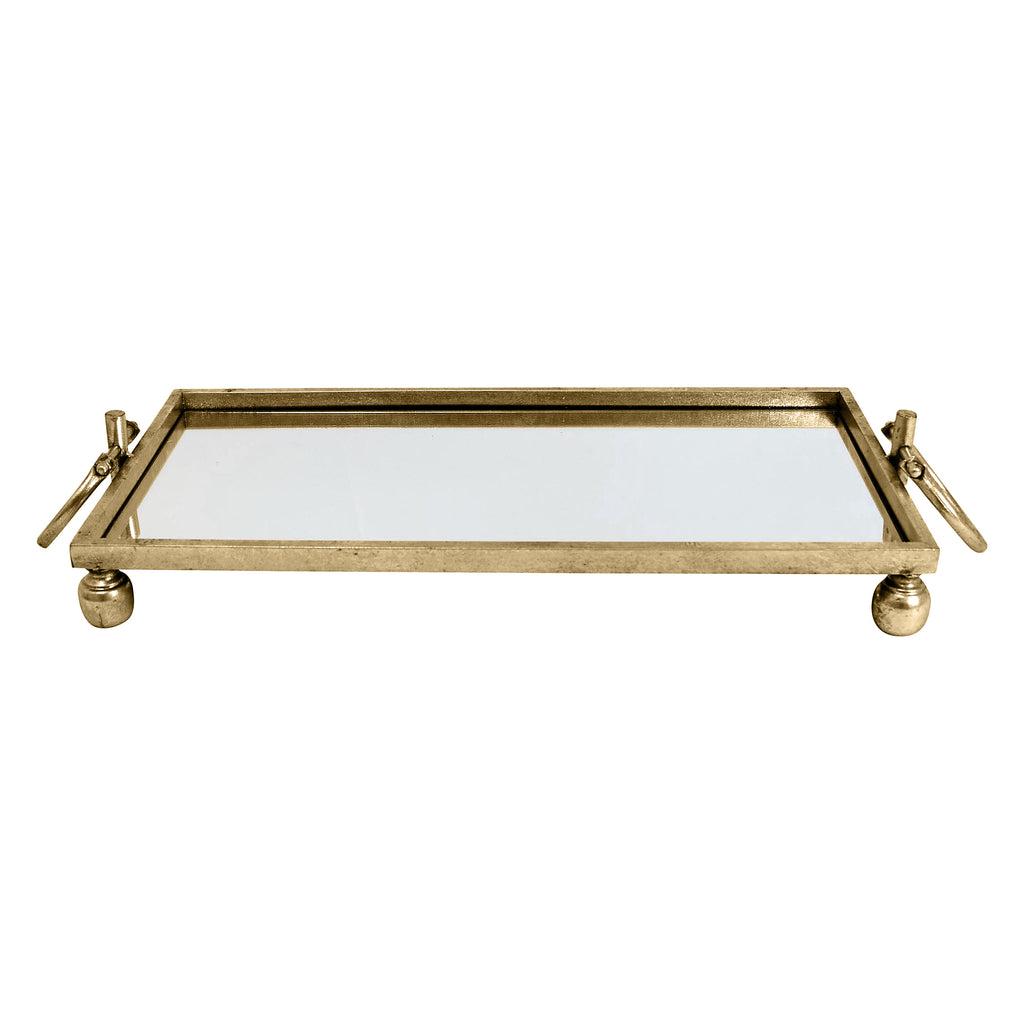 CLAY IRON GOLD MIRROR TRAY RECT SML