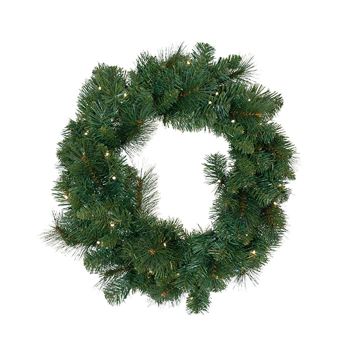 Premium Evergreen Wreath w 50 Lights 60cm