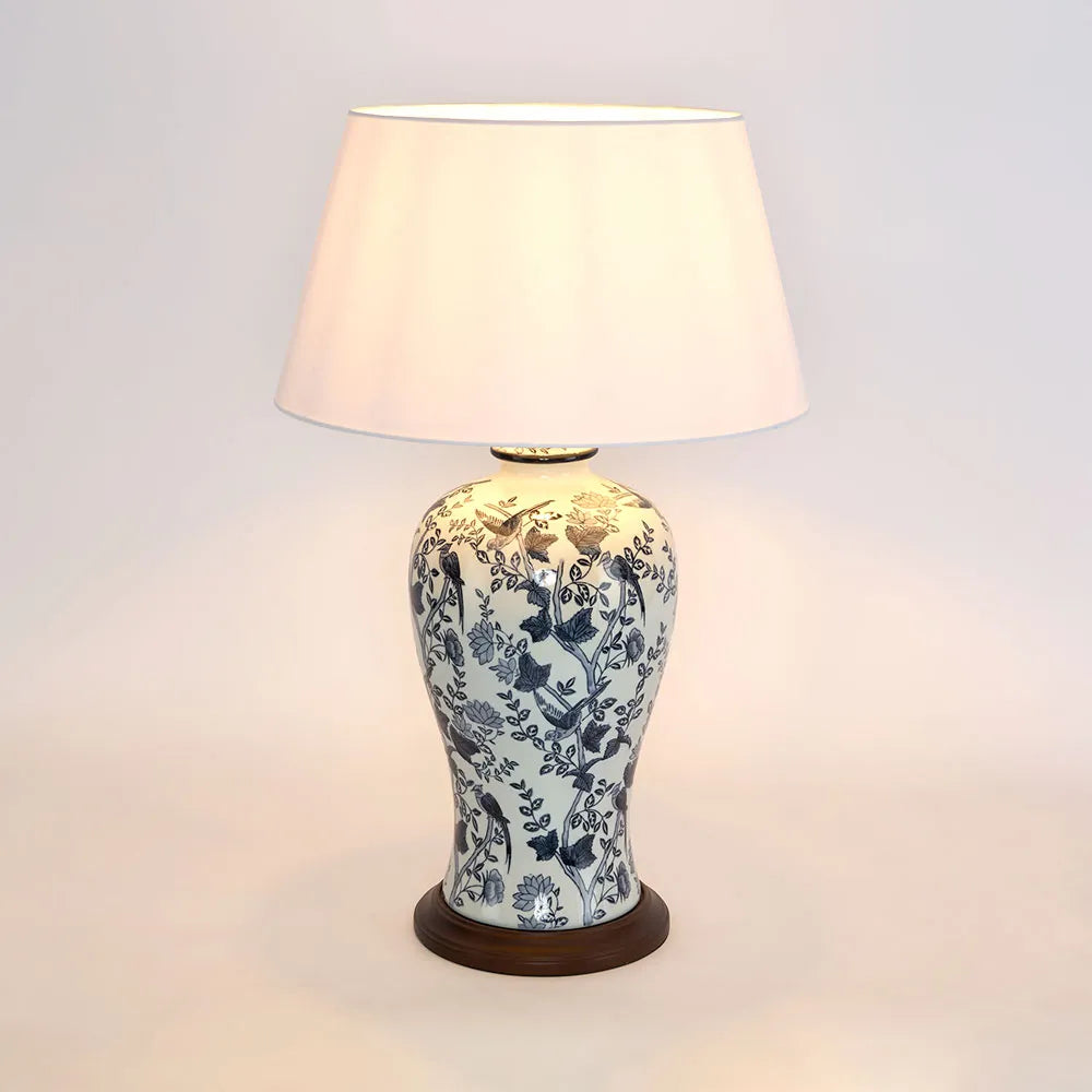 Ashleigh Table Lamp & Shade Blue & White
