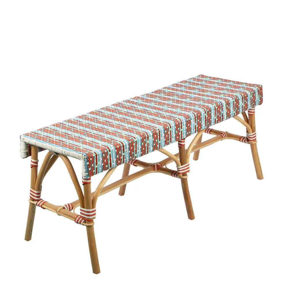 Missoli Woven Rattan Bench Multi Colour