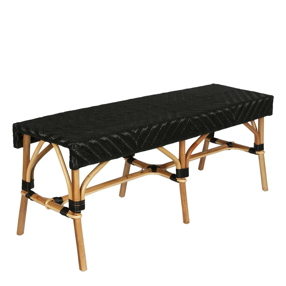 Missoli Woven Rattan Bench Black