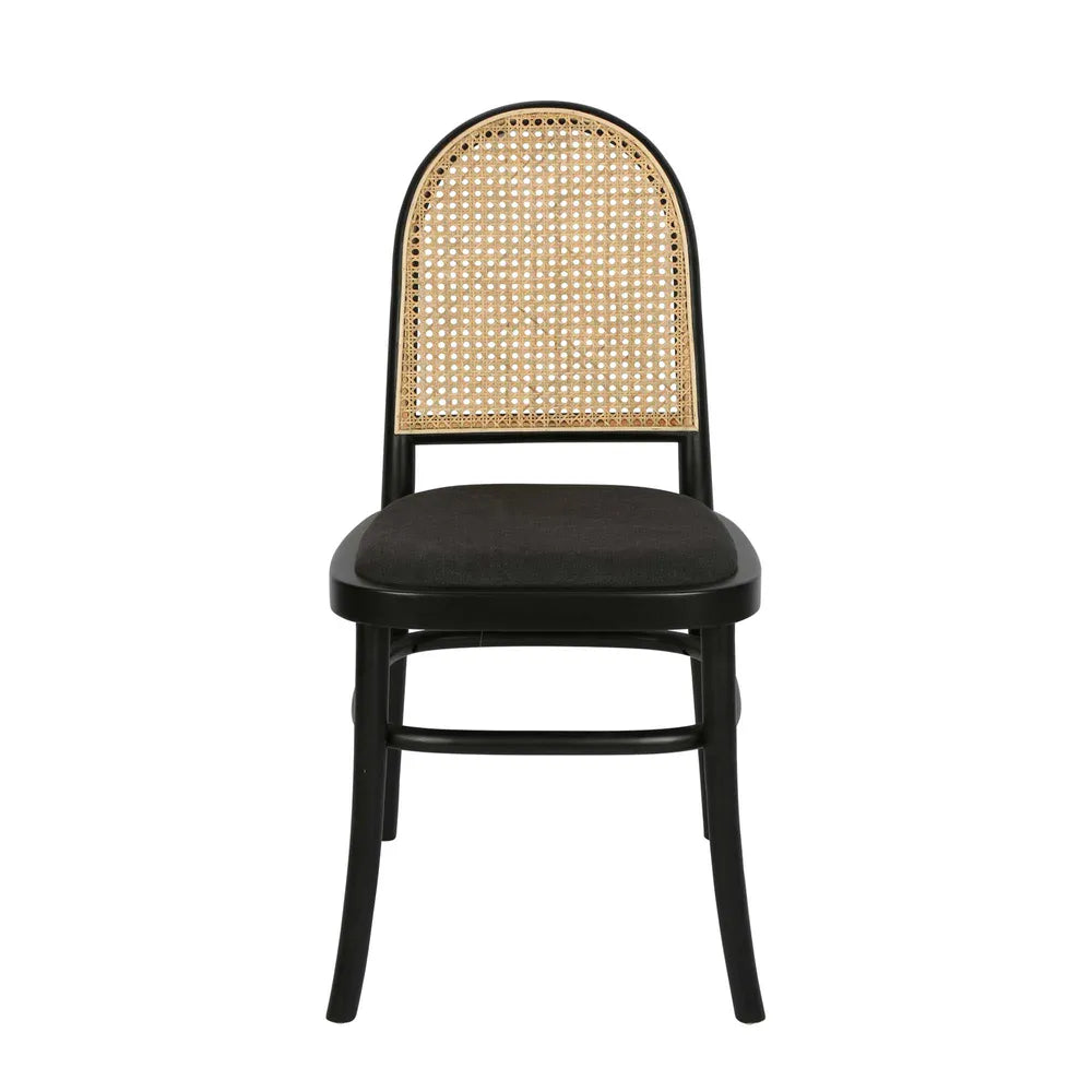 Clements Birchwood & Rattan Chair Black