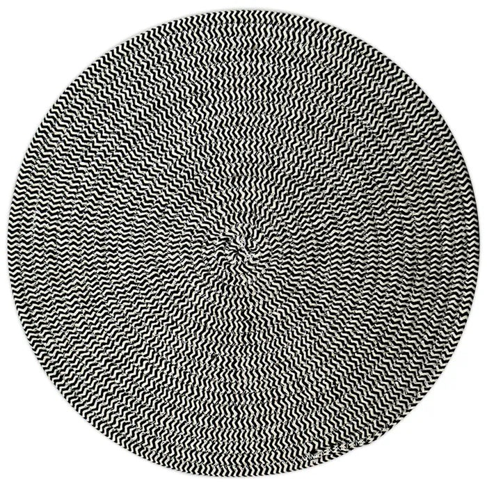 Cotton Round Placemat - 38cm Black & White