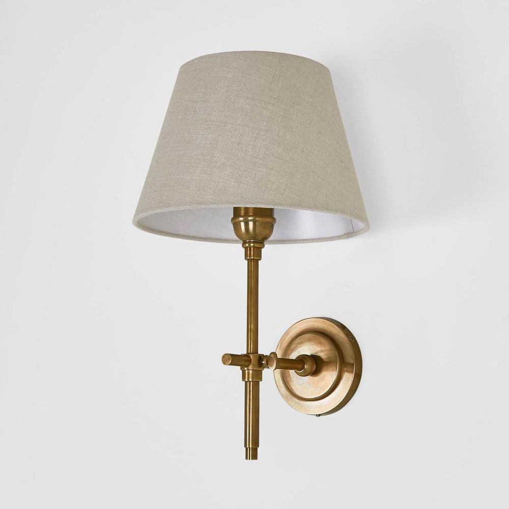 Dino Wall Light Base antique brass or silver wall sconce with straight arm – modern brass wall light for bedroom or hallway
