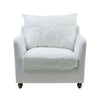 Noosa naked armchair base with cushions, compact slipcover-ready chair with foam and feather filling