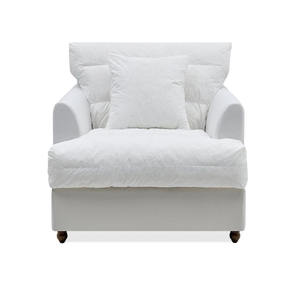 Avalon naked armchair base with cushion, slipcover-ready chair with high-density foam seating for modern living spaces