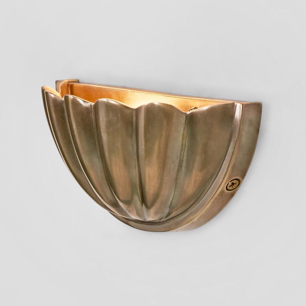 Half Moon Shell Shade Wall Light Small brass wall sconce – elegant curved wall light for hallways, bedrooms, and modern interiors