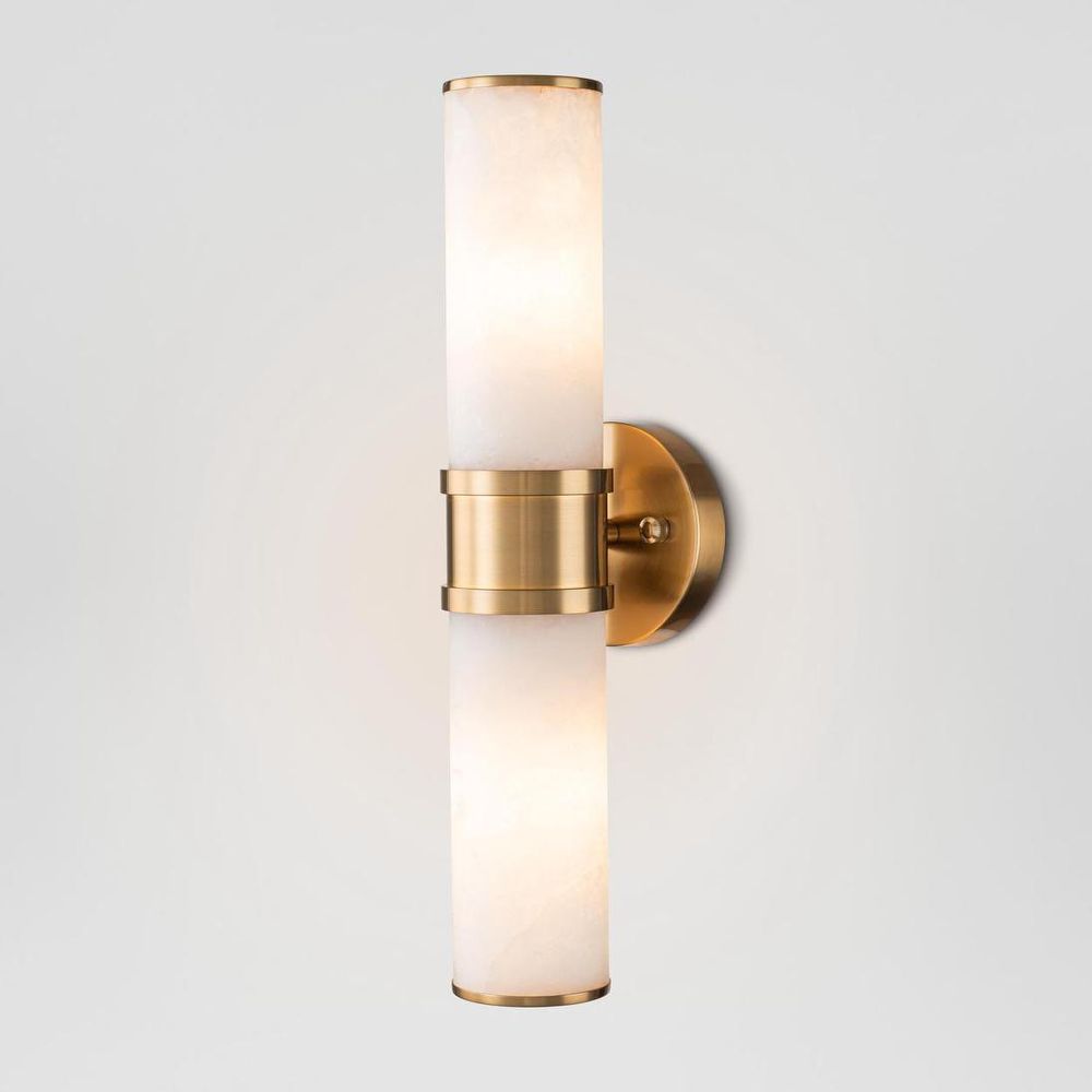 Herman Wall Light brass-finished double cylindrical sconces – elegant dual wall lamp for hallways, bedrooms, and modern luxury interiors